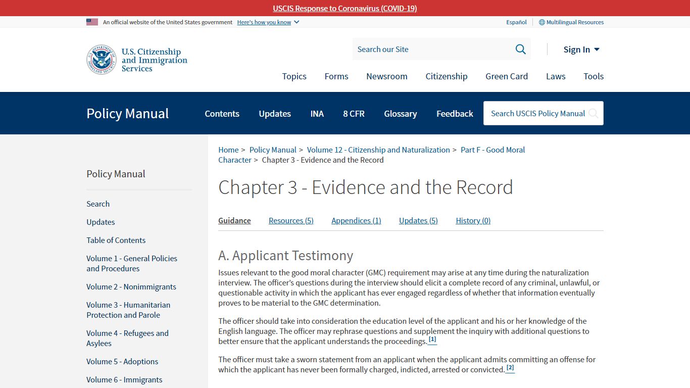 Chapter 3 - Evidence and the Record | USCIS